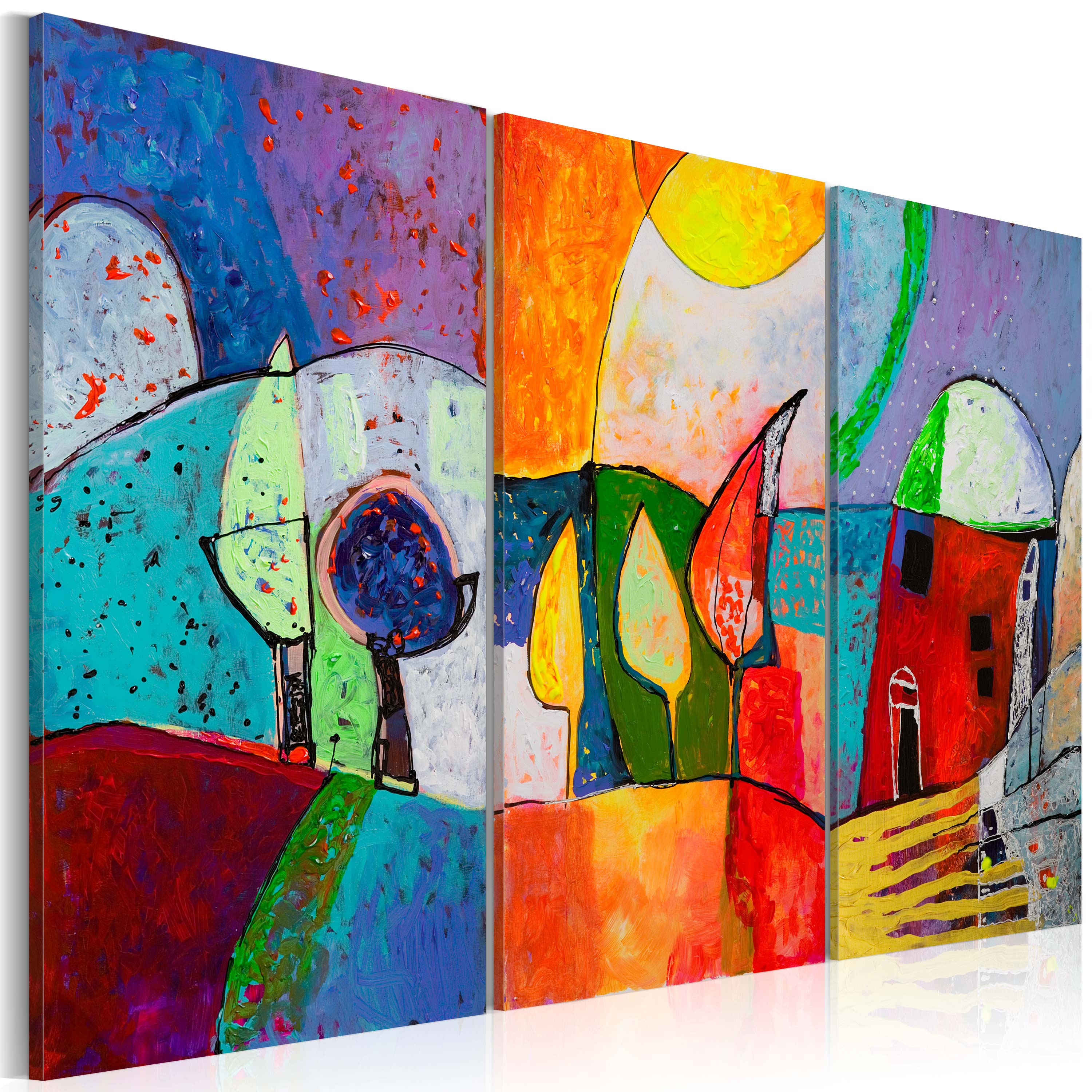 Kleurrijk abstract schilderij: De vogelvlucht naar vrijheid van Surreal