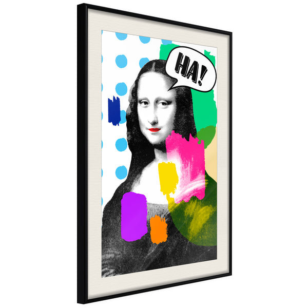 Poster - Mona Lisa's Laughter  - zwart passepartout