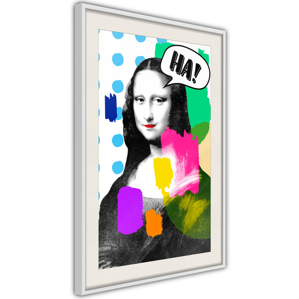 Poster - Mona Lisa's Laughter  - wit passepartout