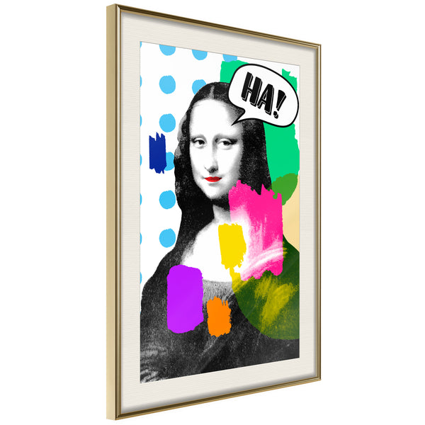 Poster - Mona Lisa's Laughter  - goud passepartout