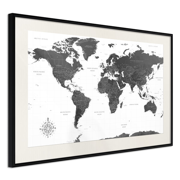 Poster - The World in Black and White  - zwart passepartout