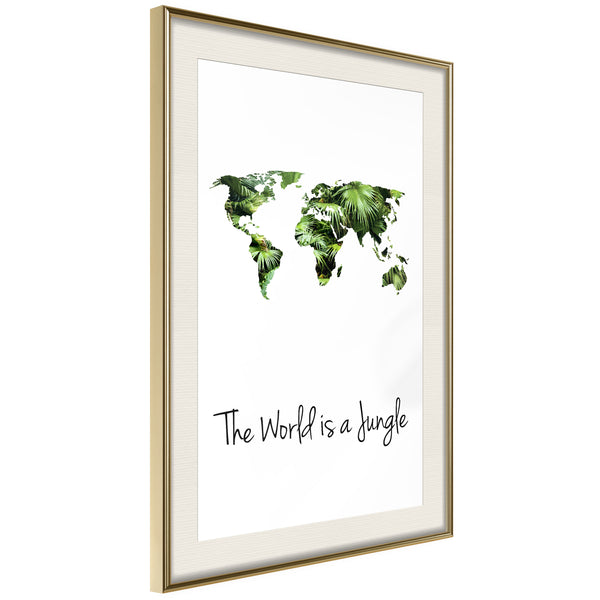 Poster - We Live in a Jungle  - goud passepartout