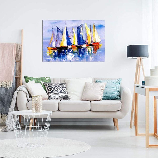 Boats At Sea Canvas schilderij