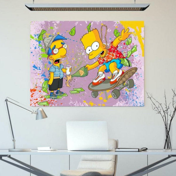Bart and Milhouse Party Canvas schilderij