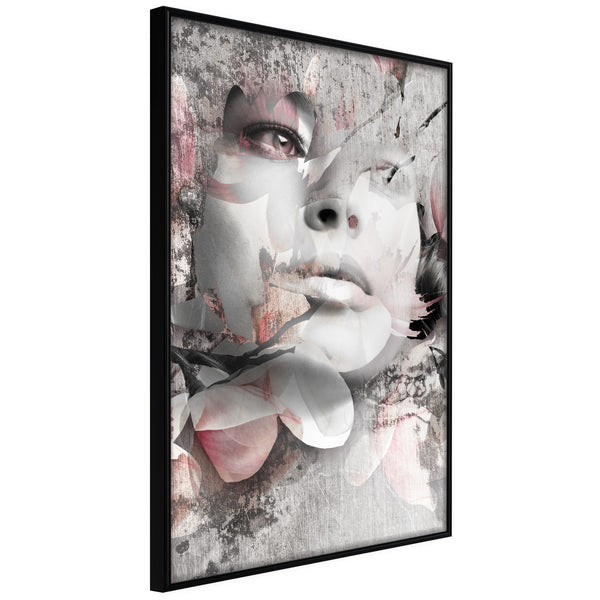 Poster - Lady in the Flowers  - zwart