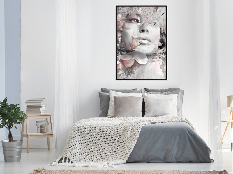 Poster - Lady in the Flowers  - zwart