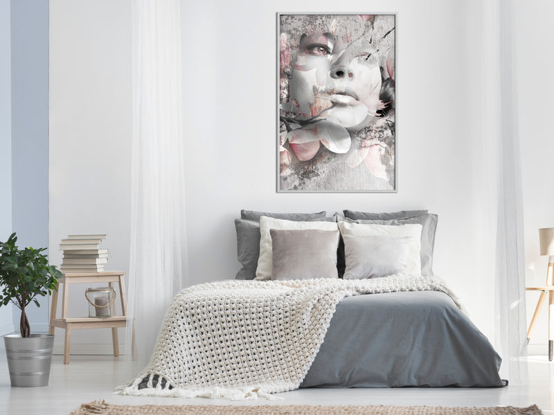 Poster - Lady in the Flowers  - wit