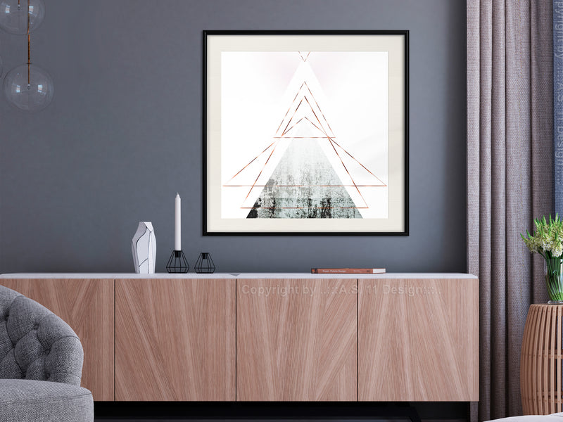 Poster - Snow-Capped Peak (Square)  - zwart passepartout