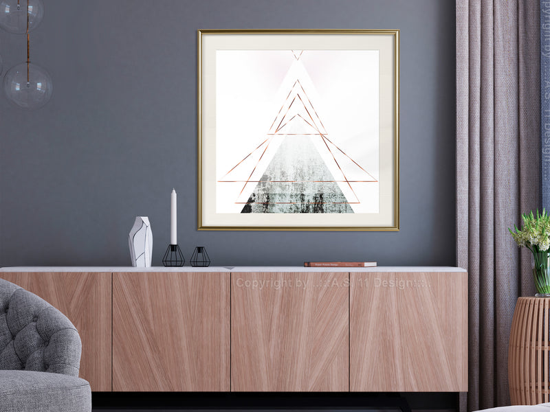 Poster - Snow-Capped Peak (Square)  - goud passepartout
