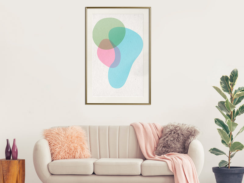 Poster - Pastel Sets III  - goud passepartout