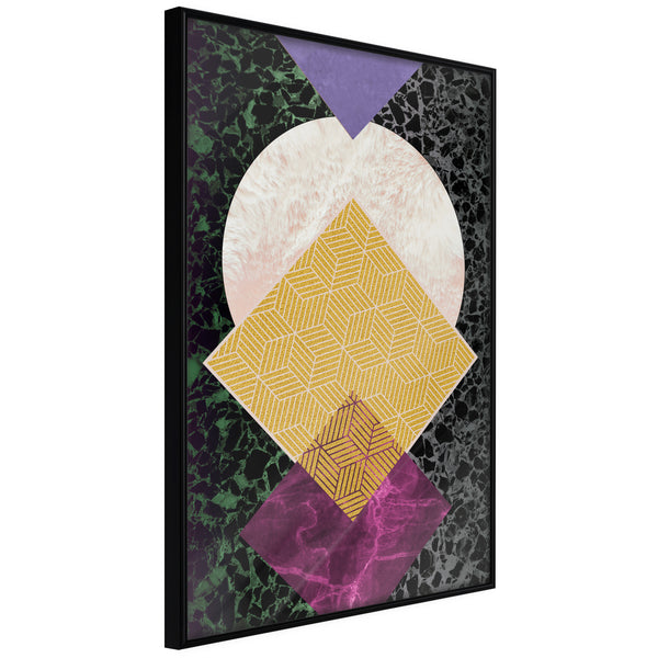 Poster - Squares and Circle  - zwart