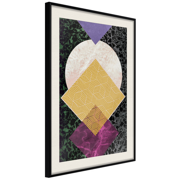 Poster - Squares and Circle  - zwart passepartout