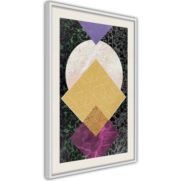 Poster - Squares and Circle  - wit passepartout