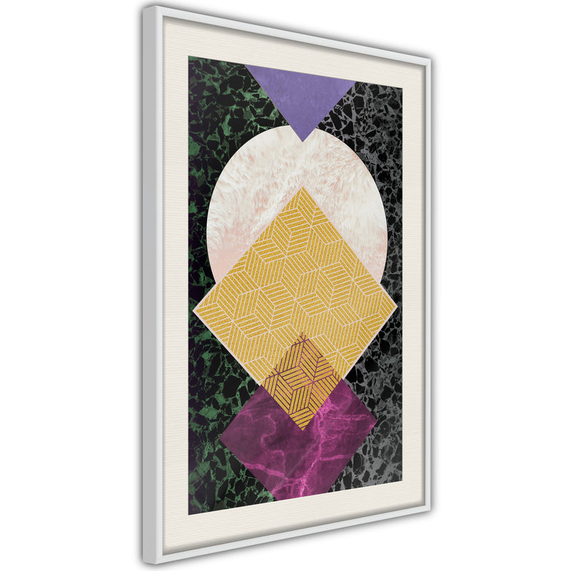 Poster - Squares and Circle  - wit passepartout