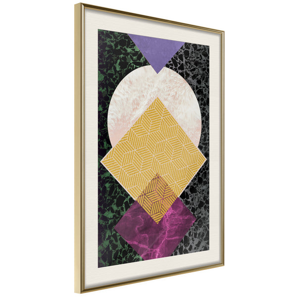 Poster - Squares and Circle  - goud passepartout