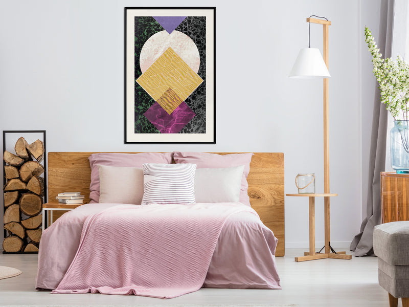 Poster - Squares and Circle  - zwart passepartout