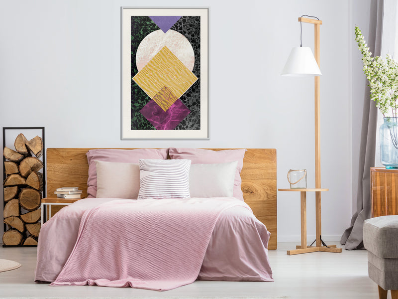 Poster - Squares and Circle  - wit passepartout