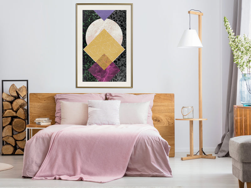 Poster - Squares and Circle  - goud passepartout