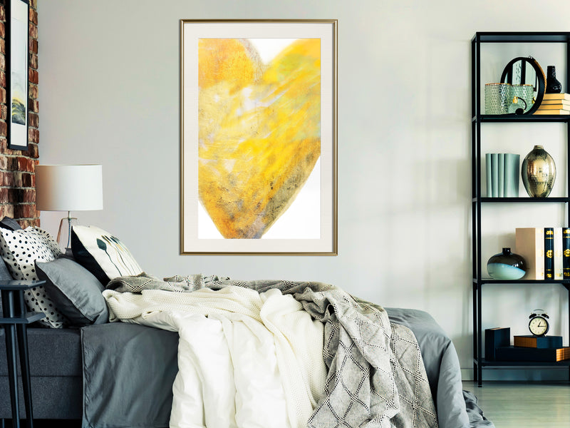 Poster - Amber Heart  - goud passepartout