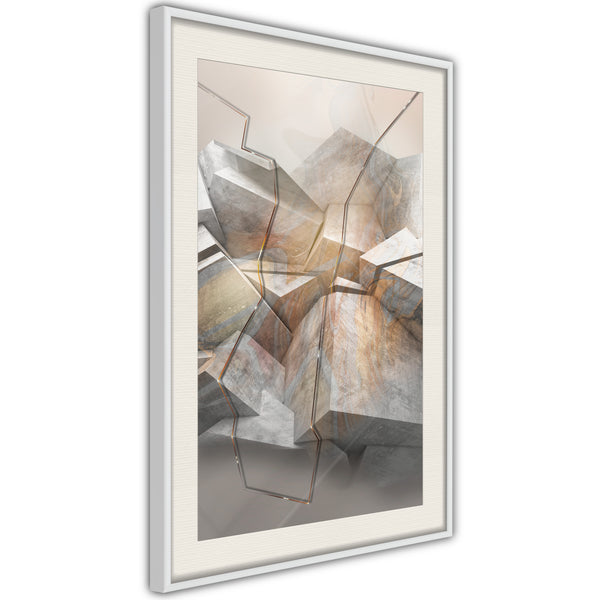 Poster - Earthquake  - wit passepartout