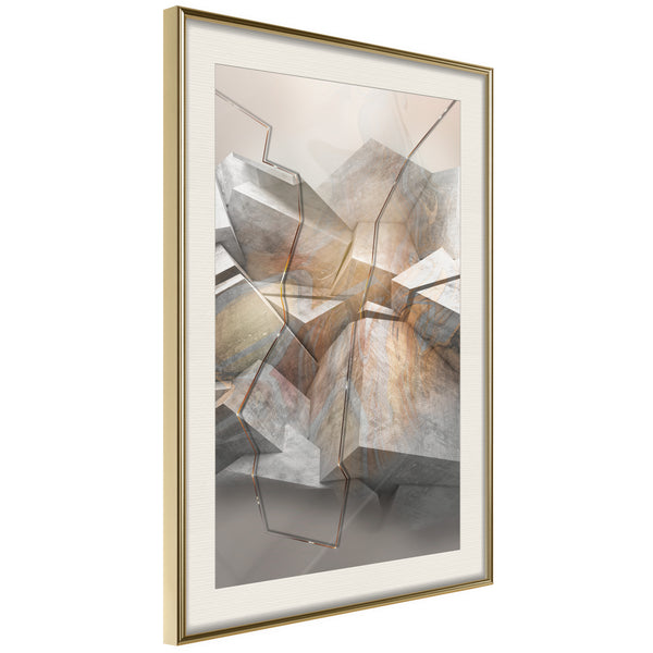 Poster - Earthquake  - goud passepartout