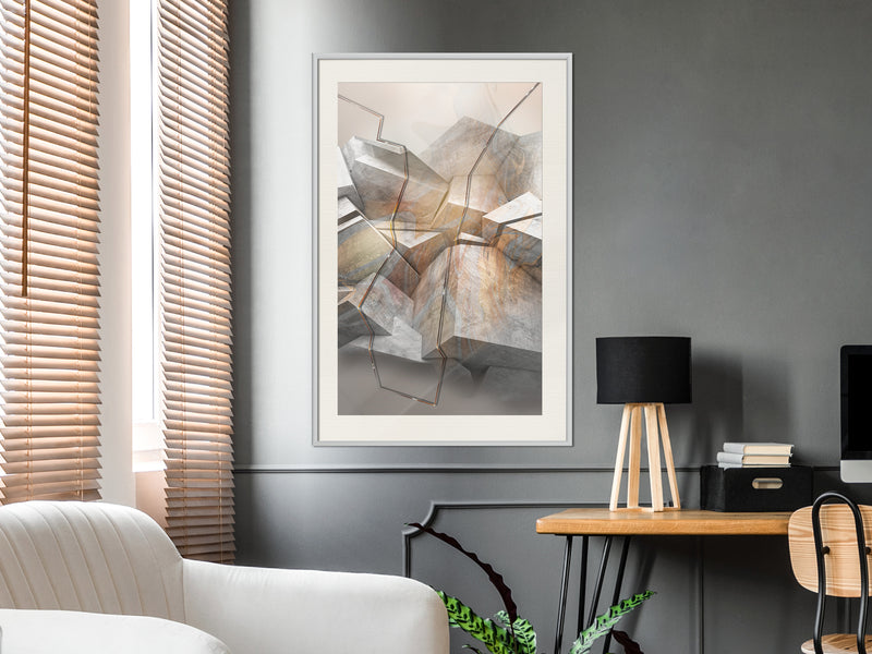 Poster - Earthquake  - wit passepartout