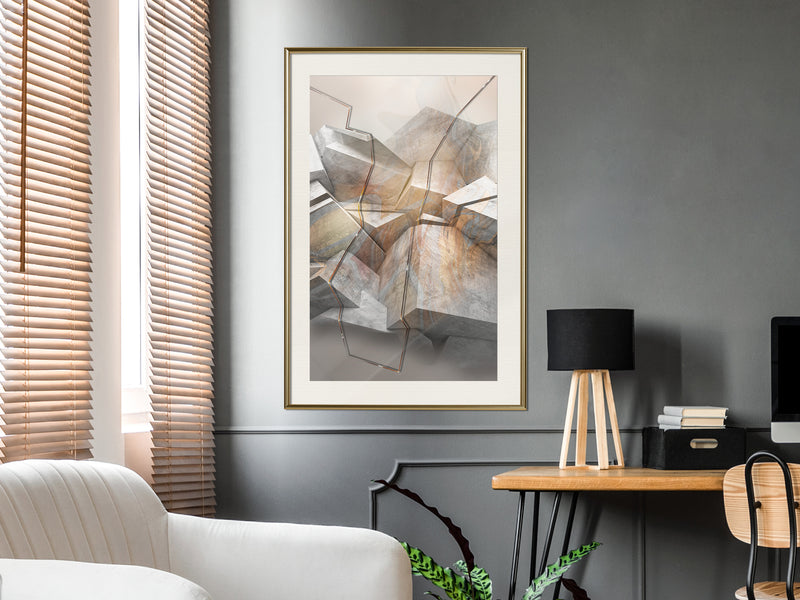 Poster - Earthquake  - goud passepartout