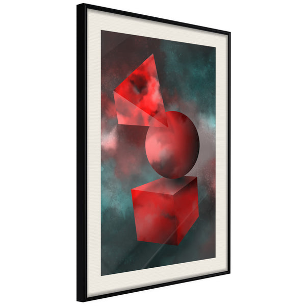 Poster - Red Solid Figures  - zwart passepartout