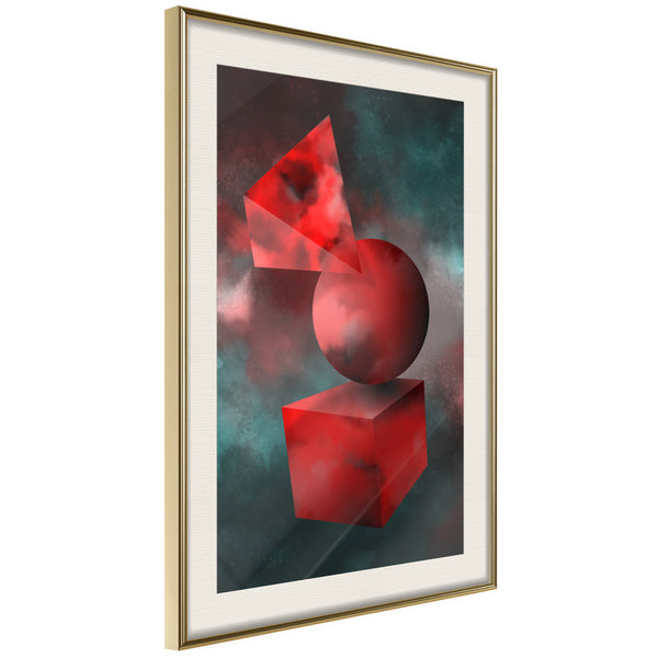 Poster - Red Solid Figures  - goud passepartout