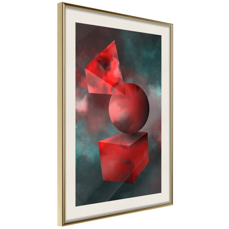 Poster - Red Solid Figures  - goud passepartout