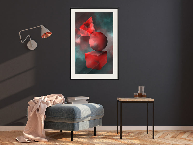 Poster - Red Solid Figures  - zwart passepartout