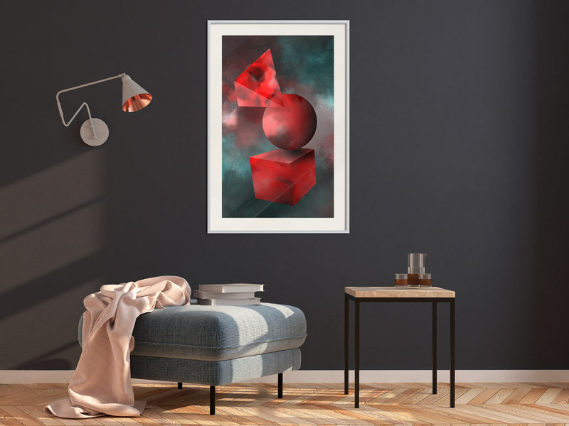 Poster - Red Solid Figures  - wit passepartout