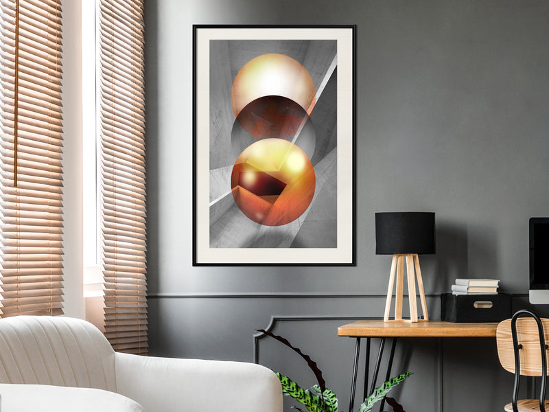 Poster - Enchanted Globes  - zwart passepartout