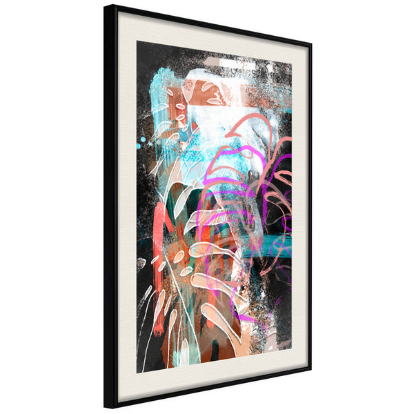 Poster - Disco Leaves  - zwart passepartout