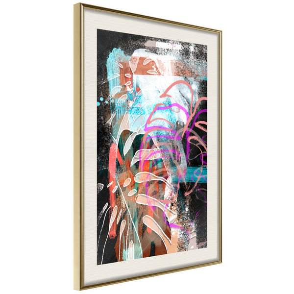 Poster - Disco Leaves  - goud passepartout