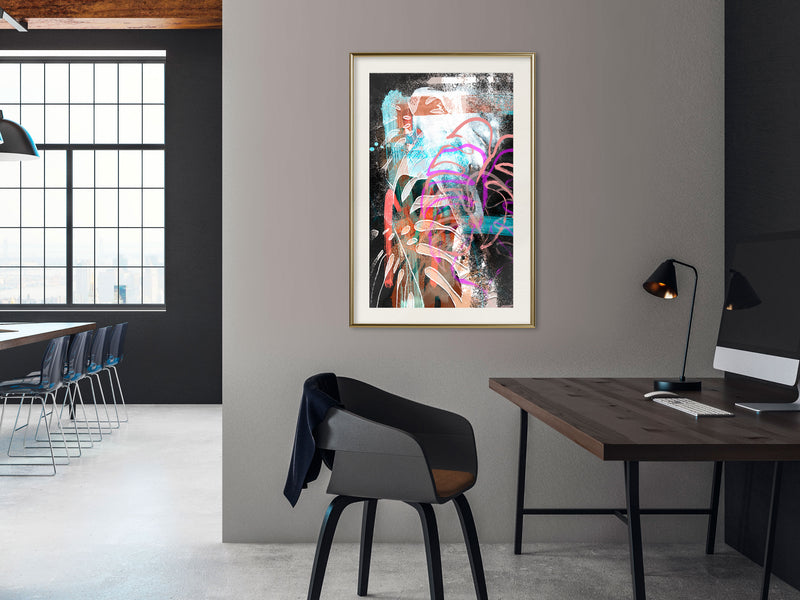 Poster - Disco Leaves  - goud passepartout