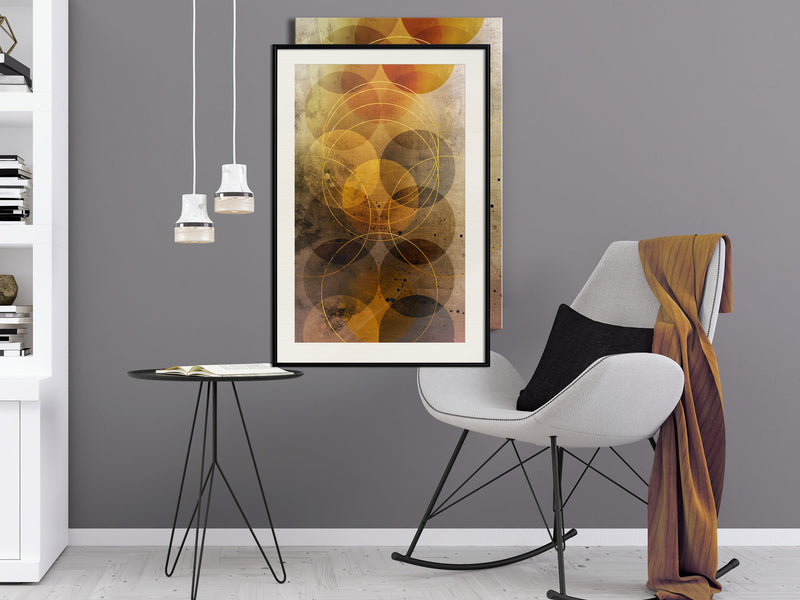 Poster - Golden Circles  - zwart passepartout