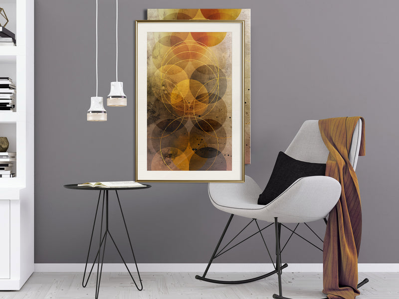 Poster - Golden Circles  - goud passepartout