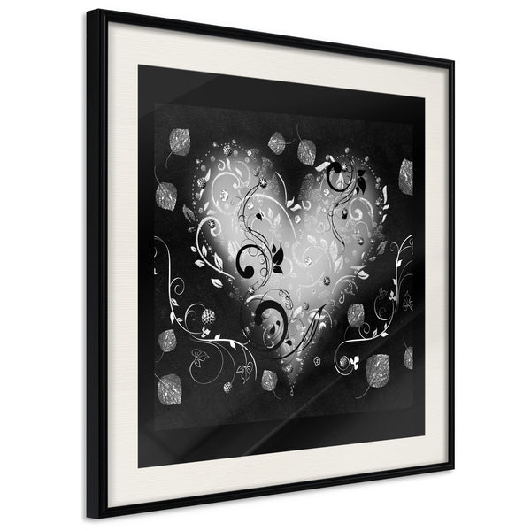 Poster - Ornamented Heart  - zwart passepartout
