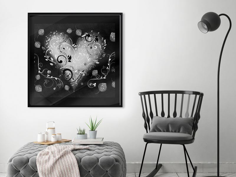 Poster - Ornamented Heart  - zwart