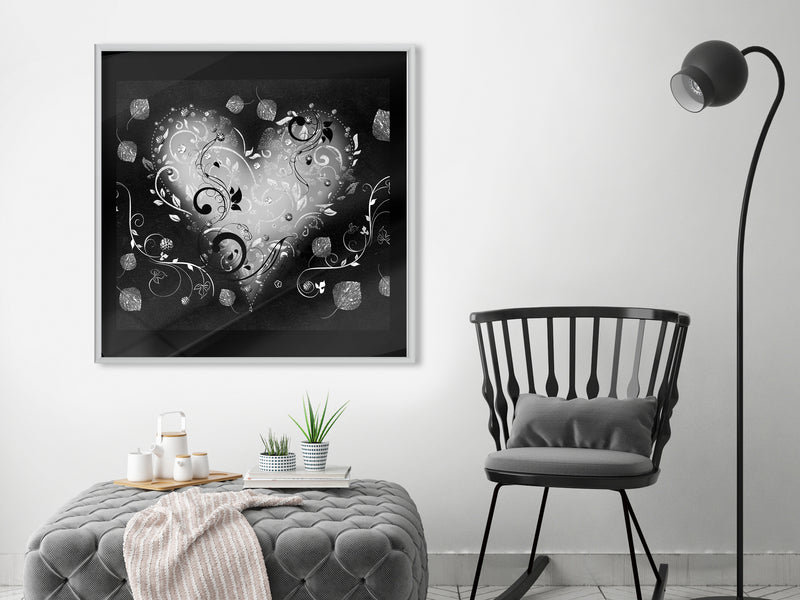 Poster - Ornamented Heart  - wit