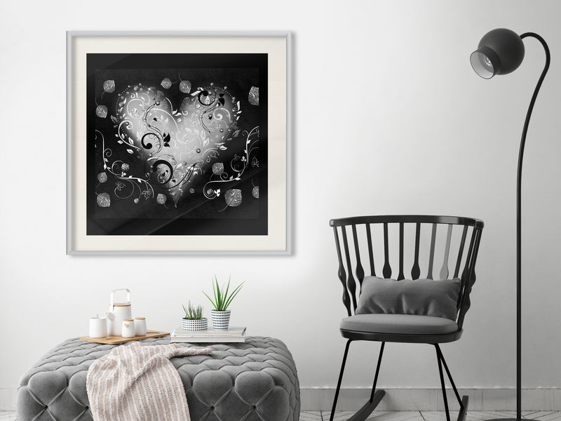 Poster - Ornamented Heart  - wit passepartout