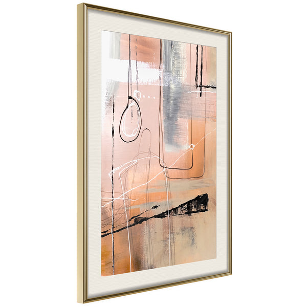 Poster - Pastel Abstraction  - goud passepartout