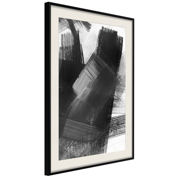 Poster - Black Mosaic  - zwart passepartout