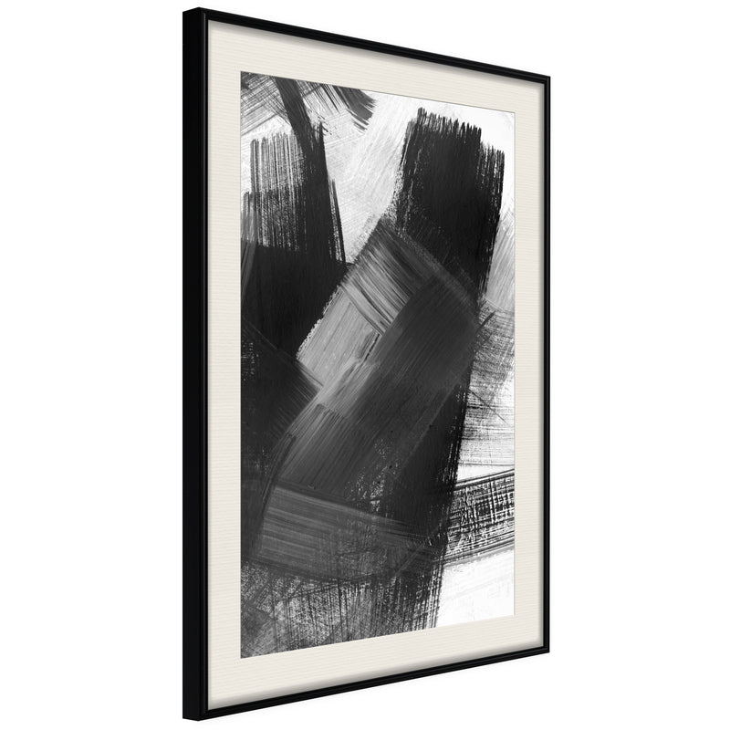 Poster - Black Mosaic  - zwart passepartout