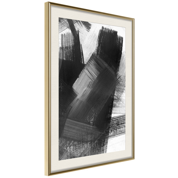 Poster - Black Mosaic  - goud passepartout