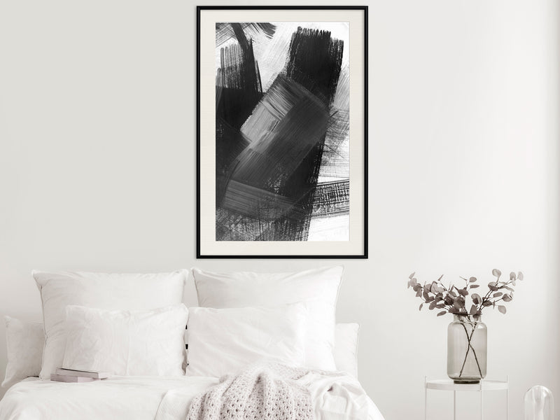 Poster - Black Mosaic  - zwart passepartout