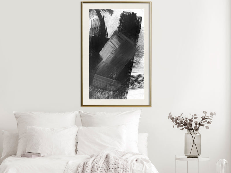 Poster - Black Mosaic  - goud passepartout