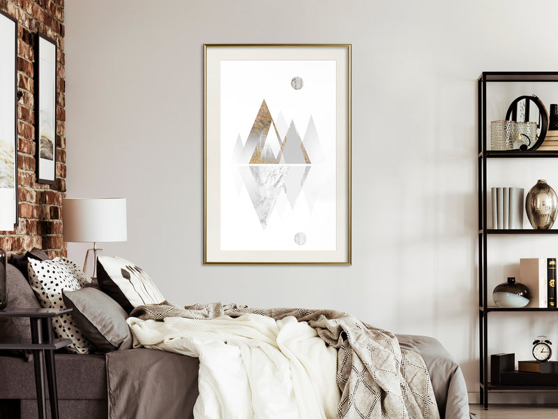 Poster - Sun and Mountains  - goud passepartout