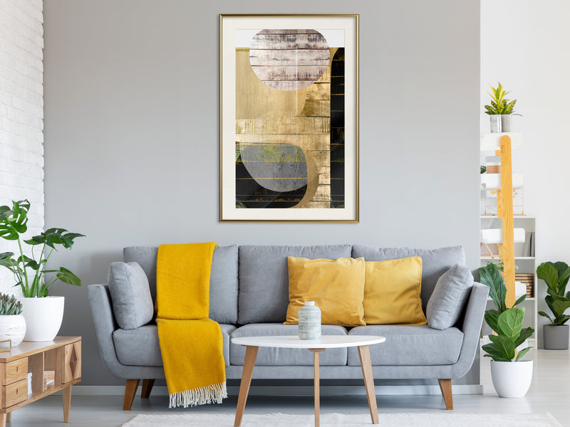 Poster - Sunny Living Room  - goud passepartout
